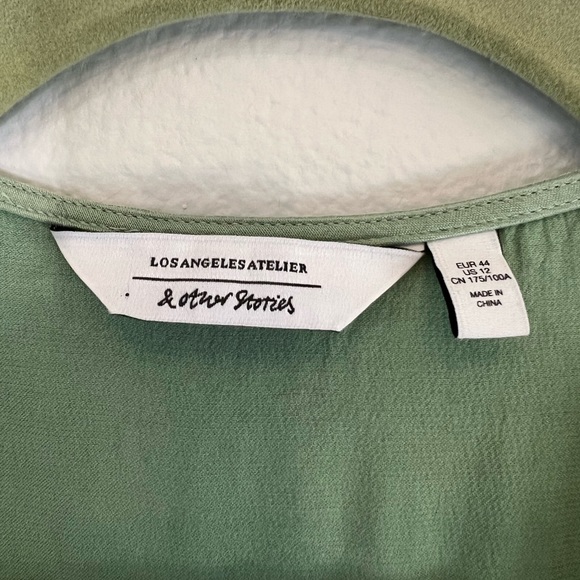 Los Angeles Atelier & Other Stories Womens Green Satin Silky Wrap Dress US 12 - Picture 4 of 4